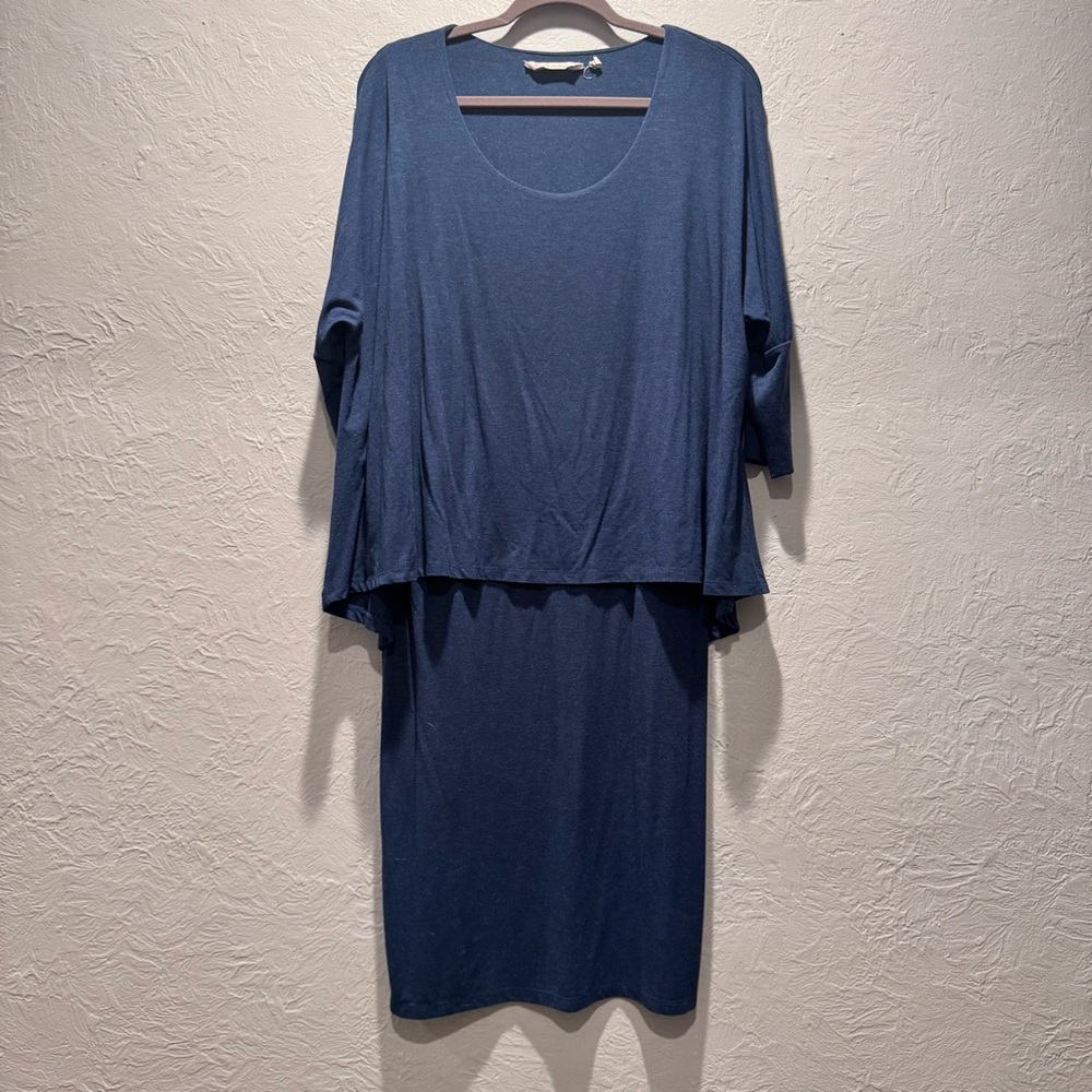 Soft Surroundings Rayon Blend Navy Blue Dress